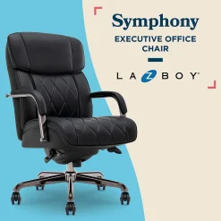 Office Chairs*La-Z-Boy Symphony Ergonomic Bonded Leather Swivel Executive Chair, Black and Graphite (CCHR10013E)