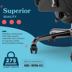 Office Chairs*La-Z-Boy Symphony Ergonomic Bonded Leather Swivel Executive Chair, Black and Graphite (CCHR10013E)