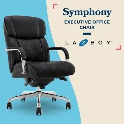 Office Chairs*La-Z-Boy Symphony Ergonomic Bonded Leather Swivel Executive Chair, Black and Chrome (CCHR10013D)