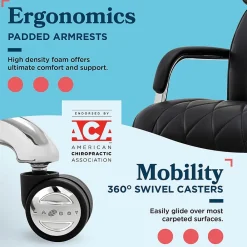 Office Chairs*La-Z-Boy Symphony Ergonomic Bonded Leather Swivel Executive Chair, Black and Chrome (CCHR10013D)
