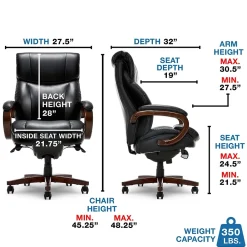 Office Chairs*La-Z-Boy Trafford Ergonomic Bonded Leather Swivel Executive Chair, Black (45782A)