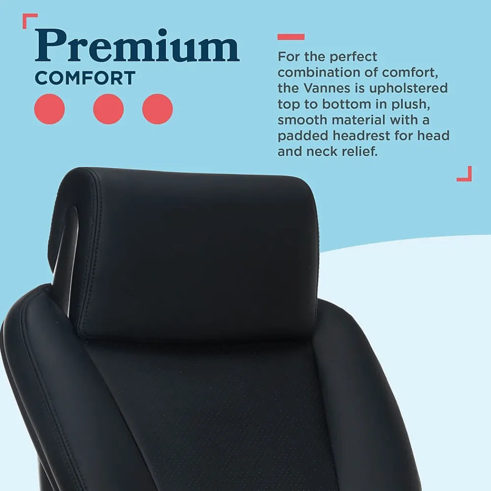 Office Chairs*La-Z-Boy Vannes Ergonomic Faux Leather Swivel Executive Chair, Black (60101-BLK)