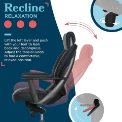 Office Chairs*La-Z-Boy Vannes Ergonomic Faux Leather Swivel Executive Chair, Black (60101-BLK)