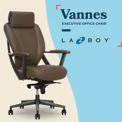 Office Chairs*La-Z-Boy Vannes Ergonomic Faux Leather Swivel Executive Chair, Brown (60101-BRN)