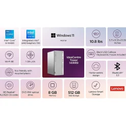 Hot Lenovo IdeaCentre Tower Desktop Computer, Intel Core i5-14400, 8GB RAM, 512GB SSD, Mouse & Keyboard Included, Windows 11 Home