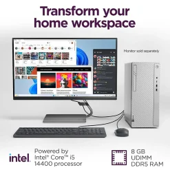 Hot Lenovo IdeaCentre Tower Desktop Computer, Intel Core i5-14400, 8GB RAM, 512GB SSD, Mouse & Keyboard Included, Windows 11 Home