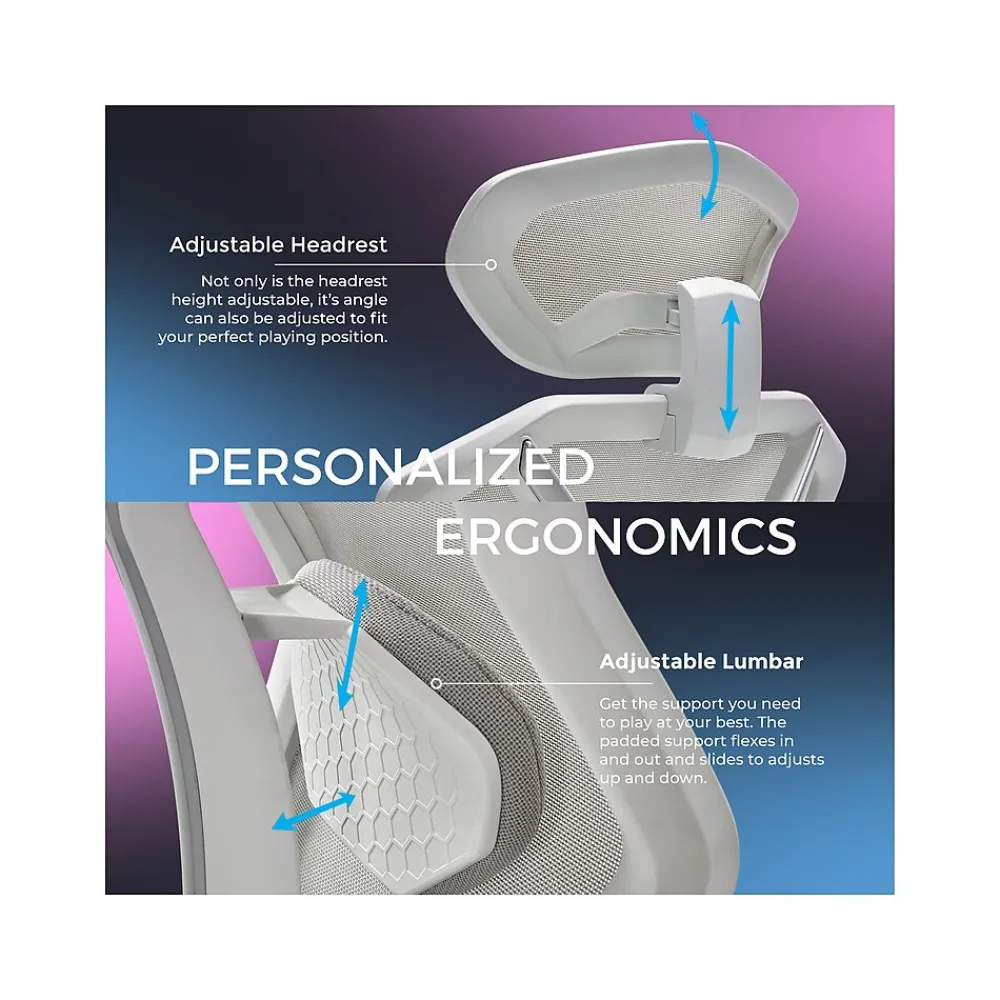 Gaming Chairs*Lenovo Legion Mesh Ergonomic Racing Gaming Chair, Light Gray (52015LGRY)