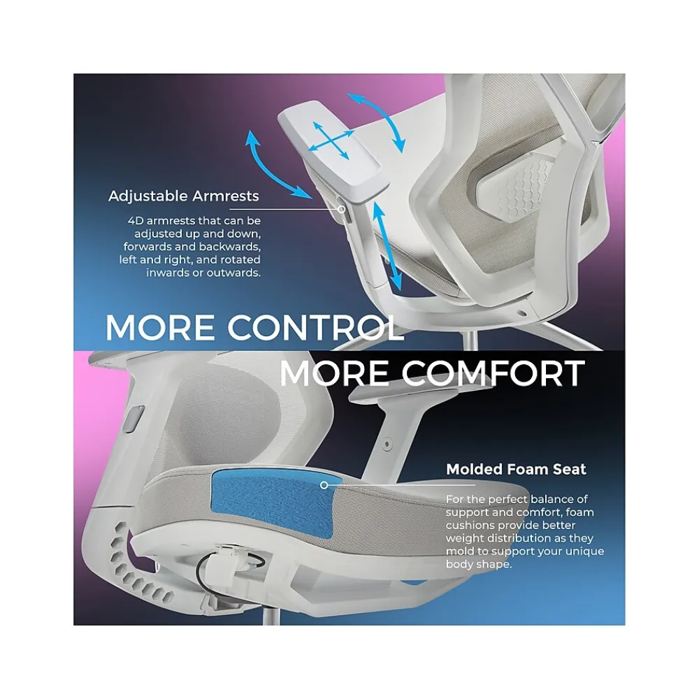 Gaming Chairs*Lenovo Legion Mesh Ergonomic Racing Gaming Chair, Light Gray (52015LGRY)