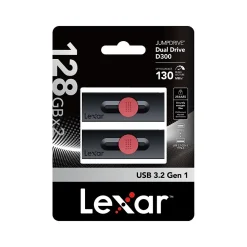 Outlet Lexar JumpDrive D300 Dual 128GB USB 3.2 Gen 1 Type-C/Type-A Flash Drive, Black/Red, 2/Pack (LJDD300128G-B2BNU)