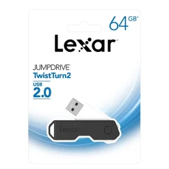 Lexar Twist Turn2 64GB USB 2.0 Type-A Flash Drive, Black (JDTT2-64GABNABK)