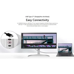 Clearance LG Ultrawide 34" Flat FHD IPS 100 Hz LCD Monitor with Built-In Universal Docking Station, White/Silver Pearl (34BQ650-W)