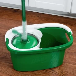 Tornado Microfiber Spin Mop & Bucket, Green/White (1283001)<Libman Clearance