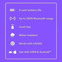 Life360 Tile Essentials Pack Bluetooth Tracker, Black, 4/Pack (RE-64014)<Tile by Life360 Outlet