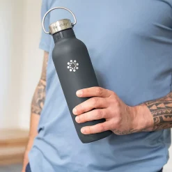 Lifefactory Stainless Steel Double Wall Insulated Water Bottle, 32 oz., Carbon (LIFLS365MCN4)