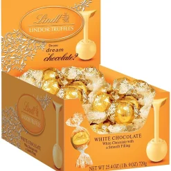 Lindt LINDOR Chocolate Truffles, White Chocolate, 60 Truffles/Box