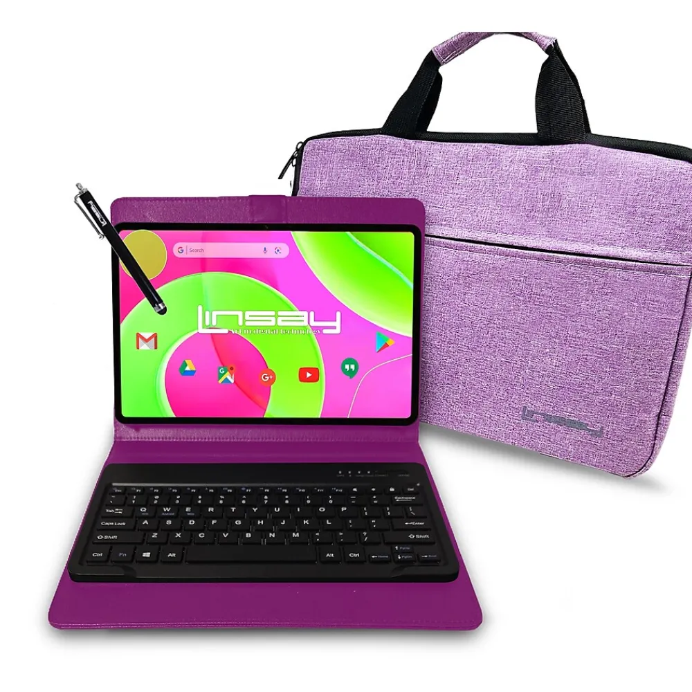12 OCTA CORE 8GB RAM 256GB STORAGE Android 14 BUNDLE with PURPLE KEYBOARD CASE and TABLET BRIEFCASE<Linsay Clearance