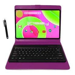 12" Octa Core Tablet, 8GB RAM, 256GB Storage, Android 14, Bundled with Purple Style Keyboard and Stylus Pen<Linsay