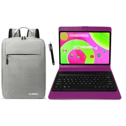 12" Octa Core Tablet, 8GB RAM, 256GB Storage, Android 14, Bundled with Purple Keyboard Case, Backpack and Stylus Pen<Linsay Online