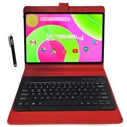 12" Octa Core Tablet, 8GB RAM, 256GB Storage, Android 14, Bundled with Red Keyboard and Stylus Pen<Linsay Hot