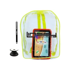 7" Tablet with Holder, Stylus, Red Kids' Defender Case & Backpack, WiFi, 2GB RAM, 64GB, Android 13 (F7UHDKIDSBAGRP)<Linsay