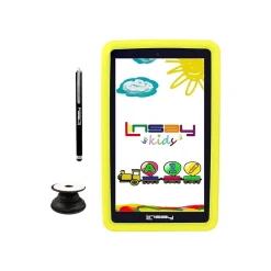 7" Tablet with Pop-Up Holder, Stylus & Yellow Kids' Defender Case, WiFi, 2GB RAM, 64GB Storage, Android 13 (F7UHDKIDSP)<Linsay Outlet