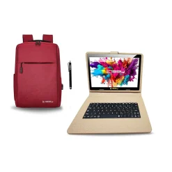 Octa Core 10.1" Tablet, 4GB RAM, 128GB Storage, Android 13, Bundled with Keyboard Case and Backpack<Linsay Clearance