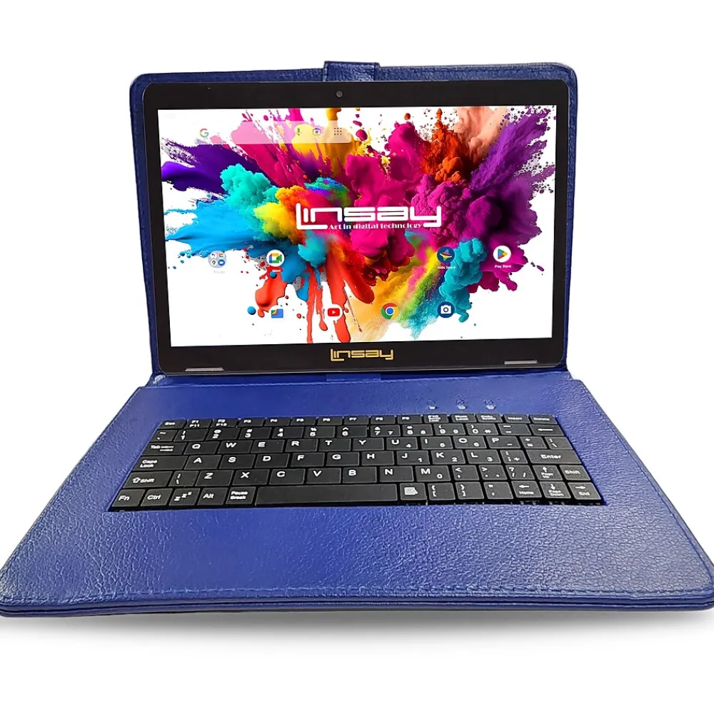 10.1"OCTA CORE 128GB Storage Android 13 Tablet with Blue Style Keyboard and Pen Stylus<Linsay New