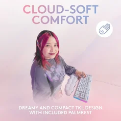 Hot Logitech Aurora G713 Ergonomic Mechanical Gaming Keyboard, White Mist (920-010413)