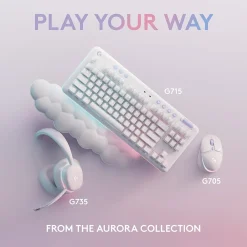 Hot Logitech Aurora G713 Ergonomic Mechanical Gaming Keyboard, White Mist (920-010413)