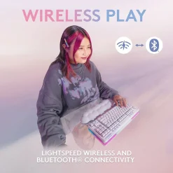 Clearance Logitech Aurora G715 Wireless Ergonomic Gaming Keyboard, White Mist (920-010453)