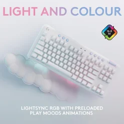 Clearance Logitech Aurora G715 Wireless Ergonomic Gaming Keyboard, White Mist (920-010453)