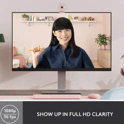 Outlet Logitech Brio 300 Full HD 1080p Webcam, 2 Megapixels, Rose (960-001447)