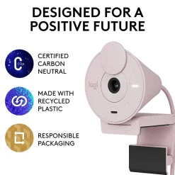 Outlet Logitech Brio 300 Full HD 1080p Webcam, 2 Megapixels, Rose (960-001447)