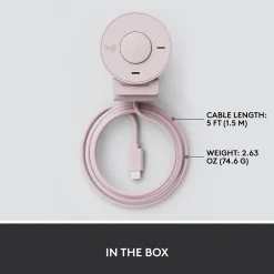 Outlet Logitech Brio 300 Full HD 1080p Webcam, 2 Megapixels, Rose (960-001447)