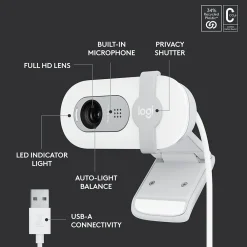 Sale Logitech Brio 100 HD 1080p Webcam, 2 Megapixels, (960-001616) Off-White