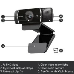 Best Logitech C922 Pro Stream Webcam 1080P Camera for HD Video Streaming, Black (960-001087)