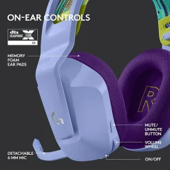 Hot Logitech G Series G733 Wireless Over-the-Ear Gaming Headset, (981-000889) Lilac