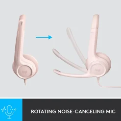 Discount Logitech H390 Noise Canceling Stereo Headset, (981-001280) Rose
