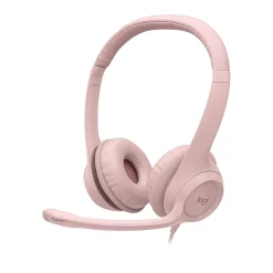 Hot Logitech H390 Wired Headset For PC/Laptop, Rose Noise Canceling Stereo Computer Headset, USB-A (981-001280)