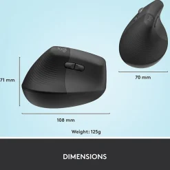 Discount Logitech Lift Left Wireless Left-Handed Optical USB Mouse, Graphite (910-006467)