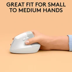 Logitech Lift Vertical Ergonomic Wireless Optical Mouse for Mac, (910-006471) White