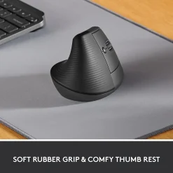 Best Logitech Lift Vertical Wireless Ergonomic Vertical Optical Bluetooth & USB Mouse, (910-006466) Graphite