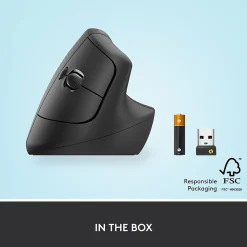 Best Logitech Lift Vertical Wireless Ergonomic Vertical Optical Bluetooth & USB Mouse, (910-006466) Graphite