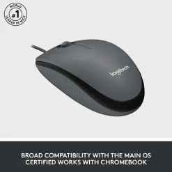 Discount Logitech M100 Ambidextrous Optical USB Mouse, Black (910-001601)