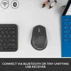 New Logitech M720 TRIATHLON Wireless Ergonomic Optical Bluetooth & USB Mouse, Black (910-004790)