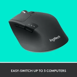 New Logitech M720 TRIATHLON Wireless Ergonomic Optical Bluetooth & USB Mouse, Black (910-004790)