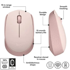 Discount Logitech M170 Wireless Ambidextrous Optical Mouse, Rose (910-006862)