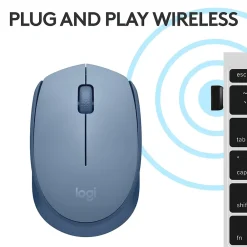 New Logitech M170 Wireless Ambidextrous Optical Mouse, Blue/Gray (910-006863)