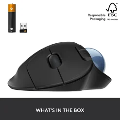 Hot Logitech M575 Wireless Ergonomic Trackball Bluetooth & USB Mouse, (910-005869) Black