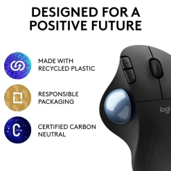 Hot Logitech M575 Wireless Ergonomic Trackball Bluetooth & USB Mouse, (910-005869) Black